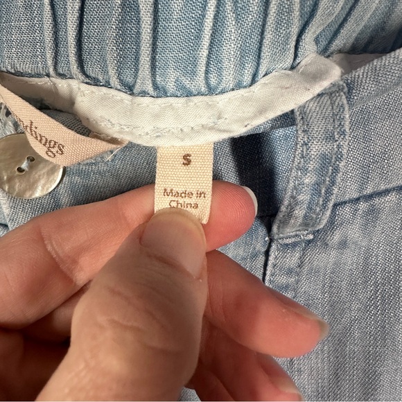 Soft Surroundings Blue Lyocell Chambray Pants Wide Straight Leg Small - Picture 4 of 7